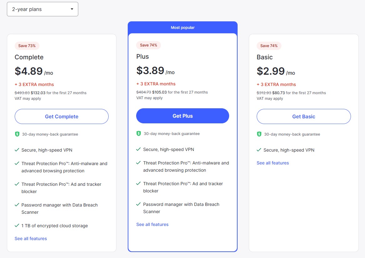 NordVPN pricing page 2025
