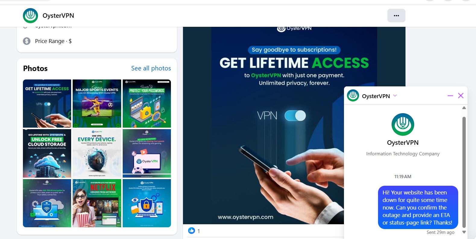OysterVPN live chat question